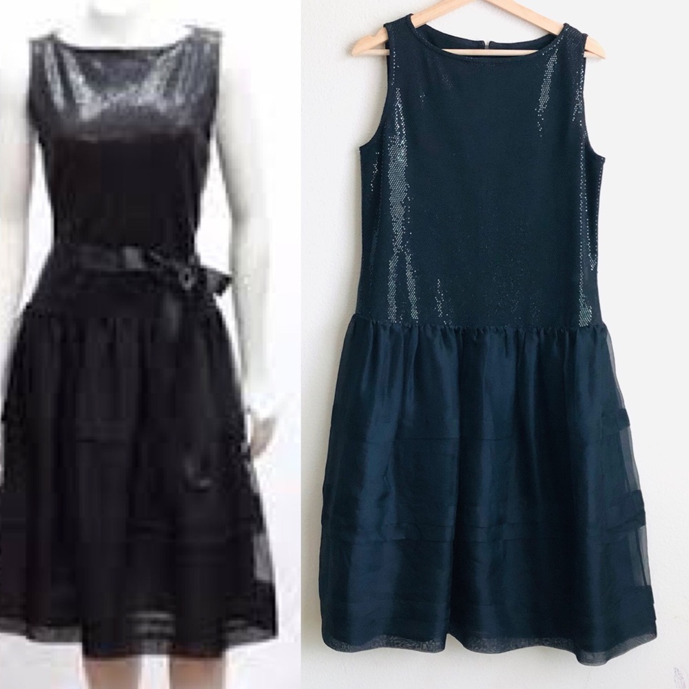 ST.JOHN Paillette black formal midi dress- size 12